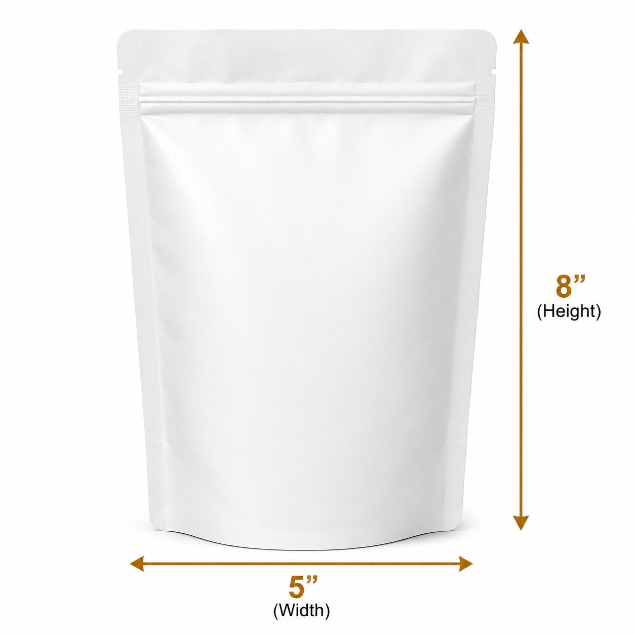White Standing Pouch with zipper 8x5 inch