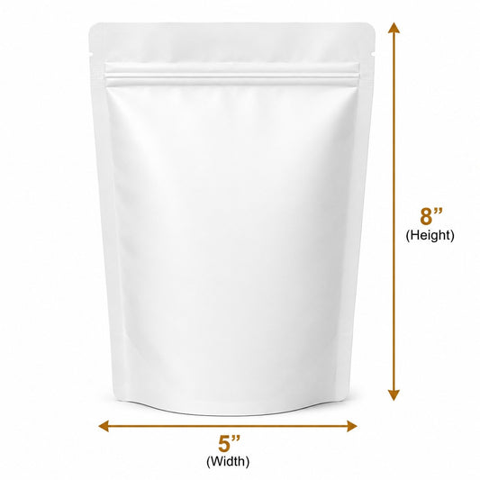 White Standing Pouch with zipper 8x5 inch